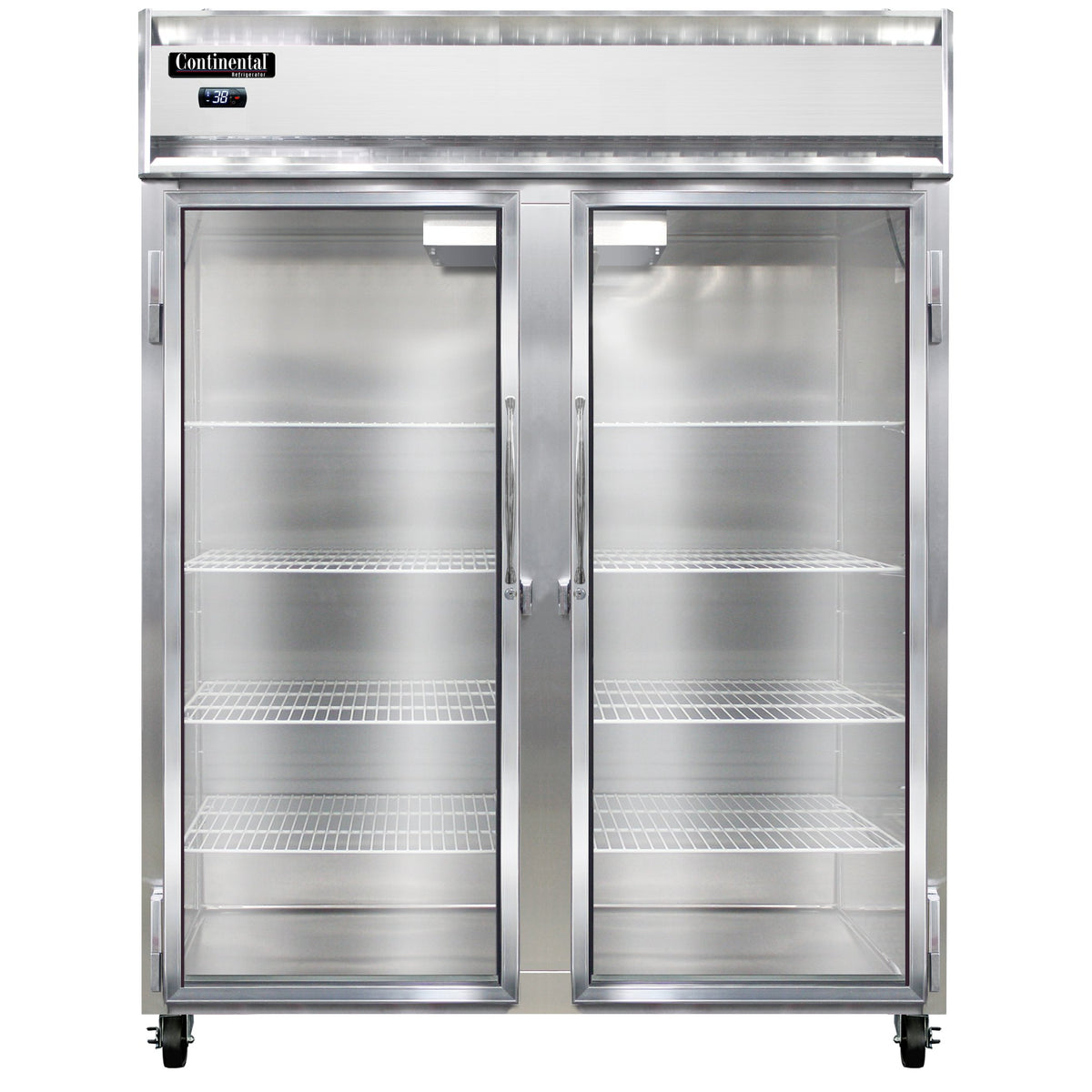 Continental Refrigerator 2RENGD 57-Inch Reach-In Glass Door Refrigerator — 2 Doors, Stainless Steel Front