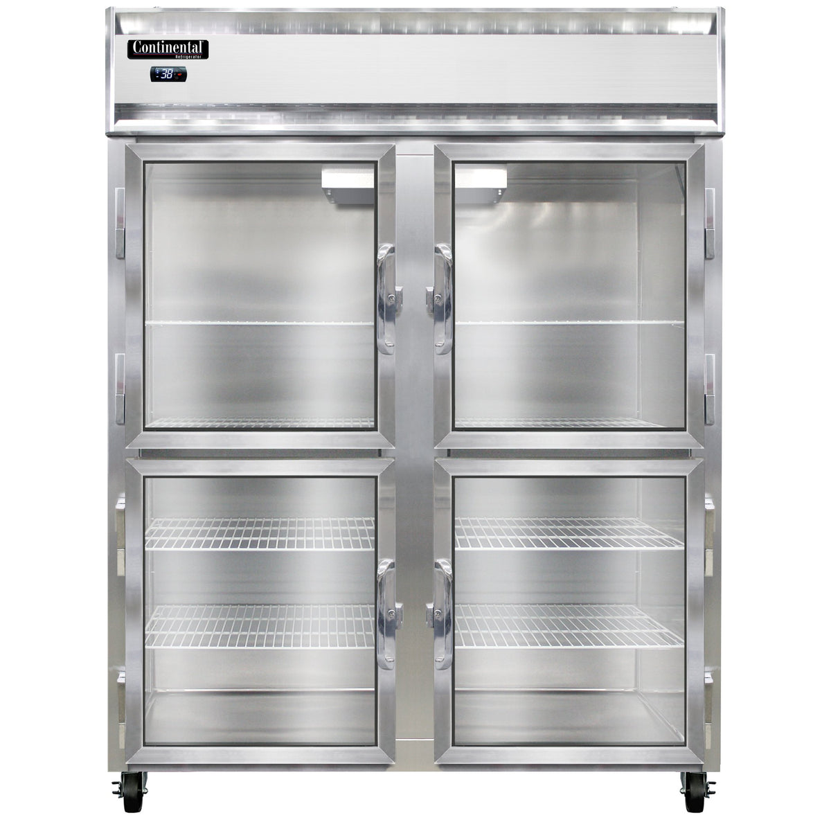Continental Refrigerator 2RENGDHD 57-Inch Reach-In Glass Door Refrigerator — 4 Doors, Stainless Steel Front