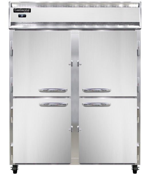 Continental Refrigerator 2RENSAPTHD-SD-GD 57-Inch Pass-Thru Glass Door Refrigerator — 8 Doors, Stainless Steel Exterior