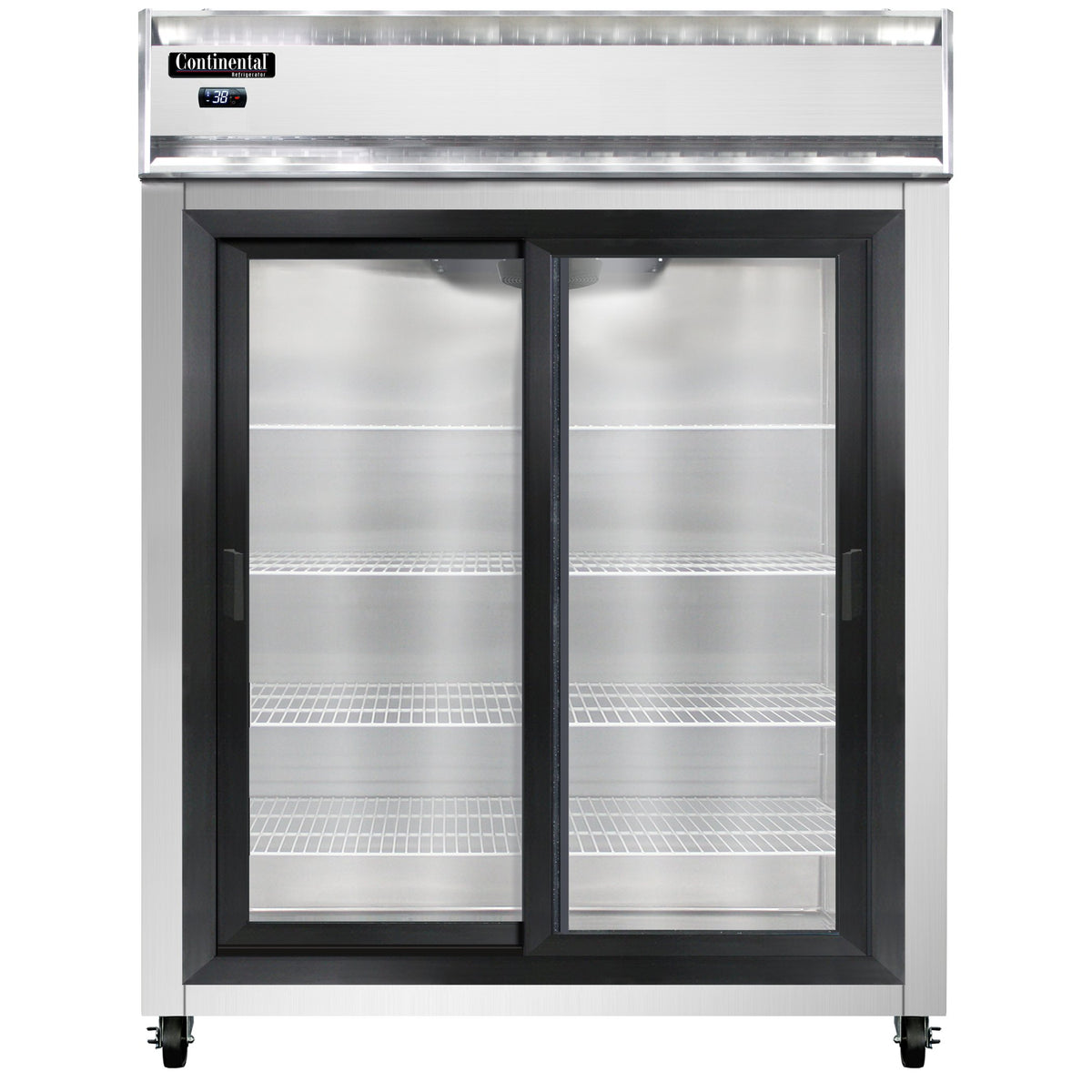 Continental Refrigerator 2RENSGD 57-Inch Reach-In Glass Door Refrigerator — 2 Doors, Stainless Steel Front