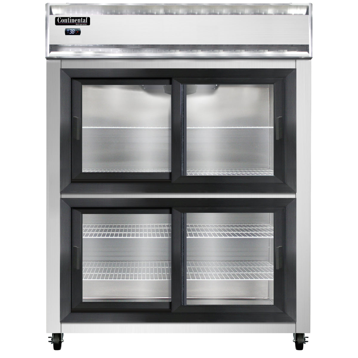 Continental Refrigerator 2RENSGDHD 57-Inch Reach-In Glass Door Refrigerator — 4 Doors, Stainless Steel Front