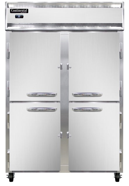 Continental Refrigerator 2RNPTHD-SD-GD 52-Inch Pass-Thru Glass Door Refrigerator — 8 Doors, Stainless Steel Front