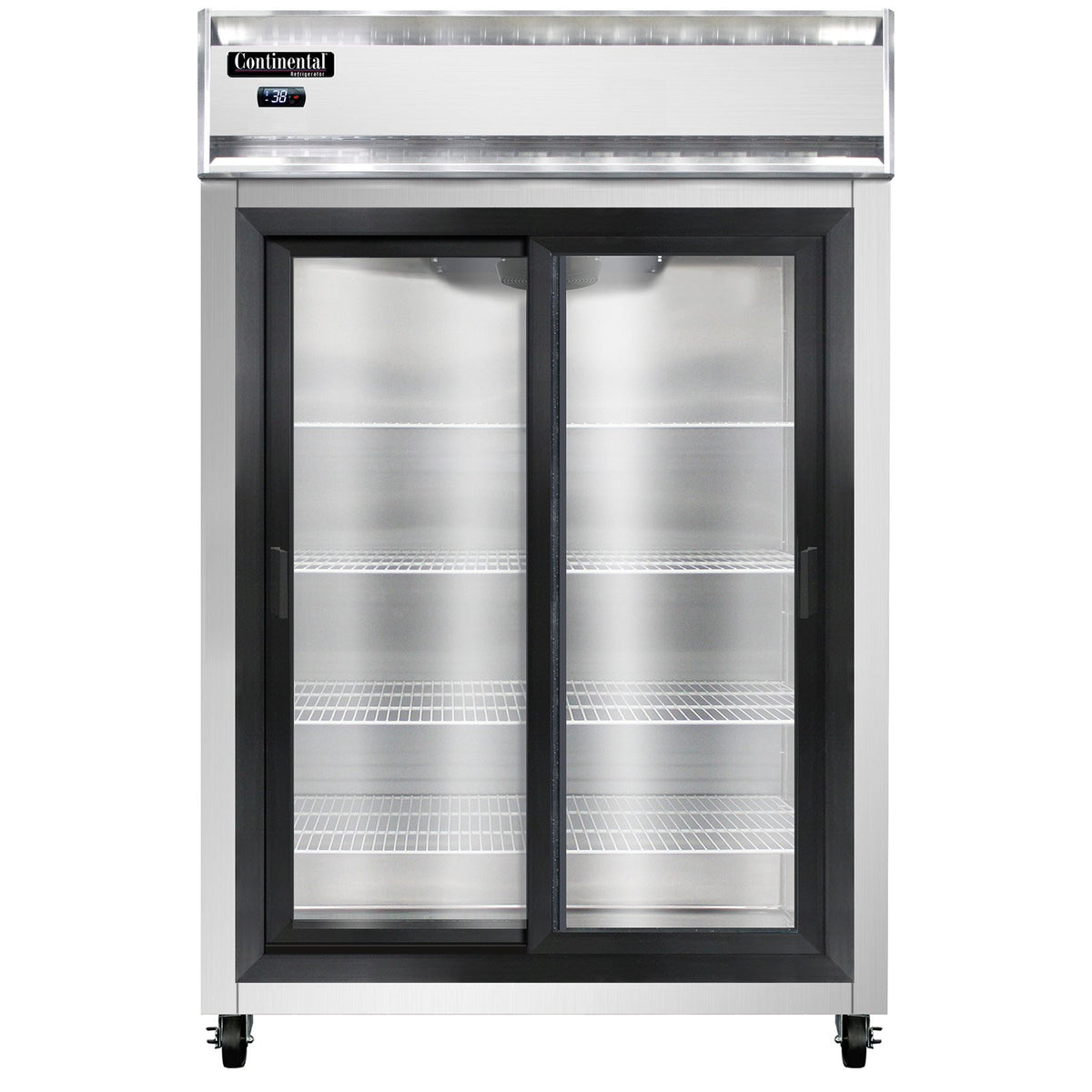 Continental Refrigerator 2RNSASGD 52-Inch Reach-In Glass Door Refrigerator — 2 Doors, Stainless Steel Exterior