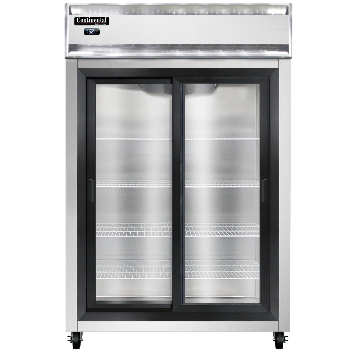 Continental Refrigerator 2RNSGD 52-Inch Reach-In Glass Door Refrigerator — 2 Doors, Stainless Steel Front