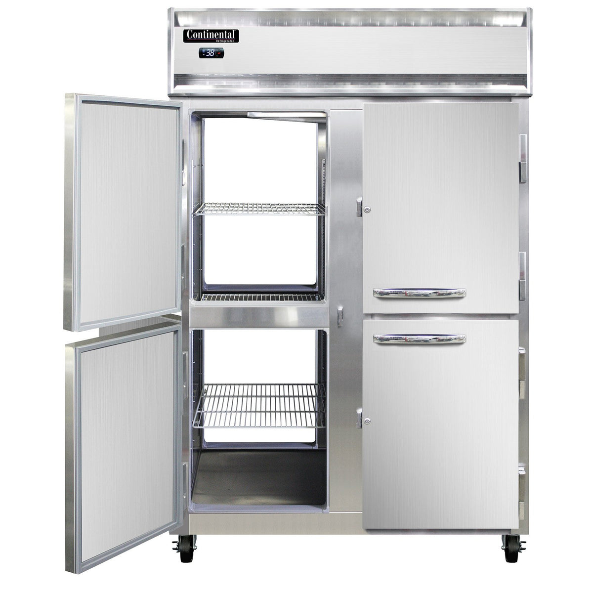 Continental Refrigerator 2RNSSPTHD 52-Inch Pass-Thru Refrigerator — 8 Doors, Stainless Steel Exterior