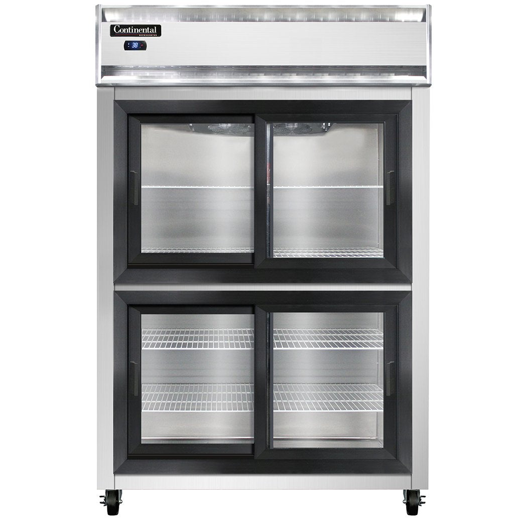 Continental Refrigerator 2RSNSGDHD 52-Inch Reach-In Glass Door Refrigerator — 4 Doors, Stainless Steel Front