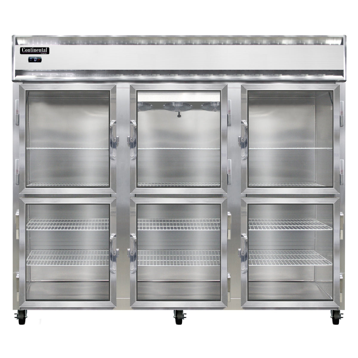 Continental Refrigerator 3FENGDHD 85.5-Inch Reach-In Glass Door Freezer — 6 Doors, Stainless Steel Front