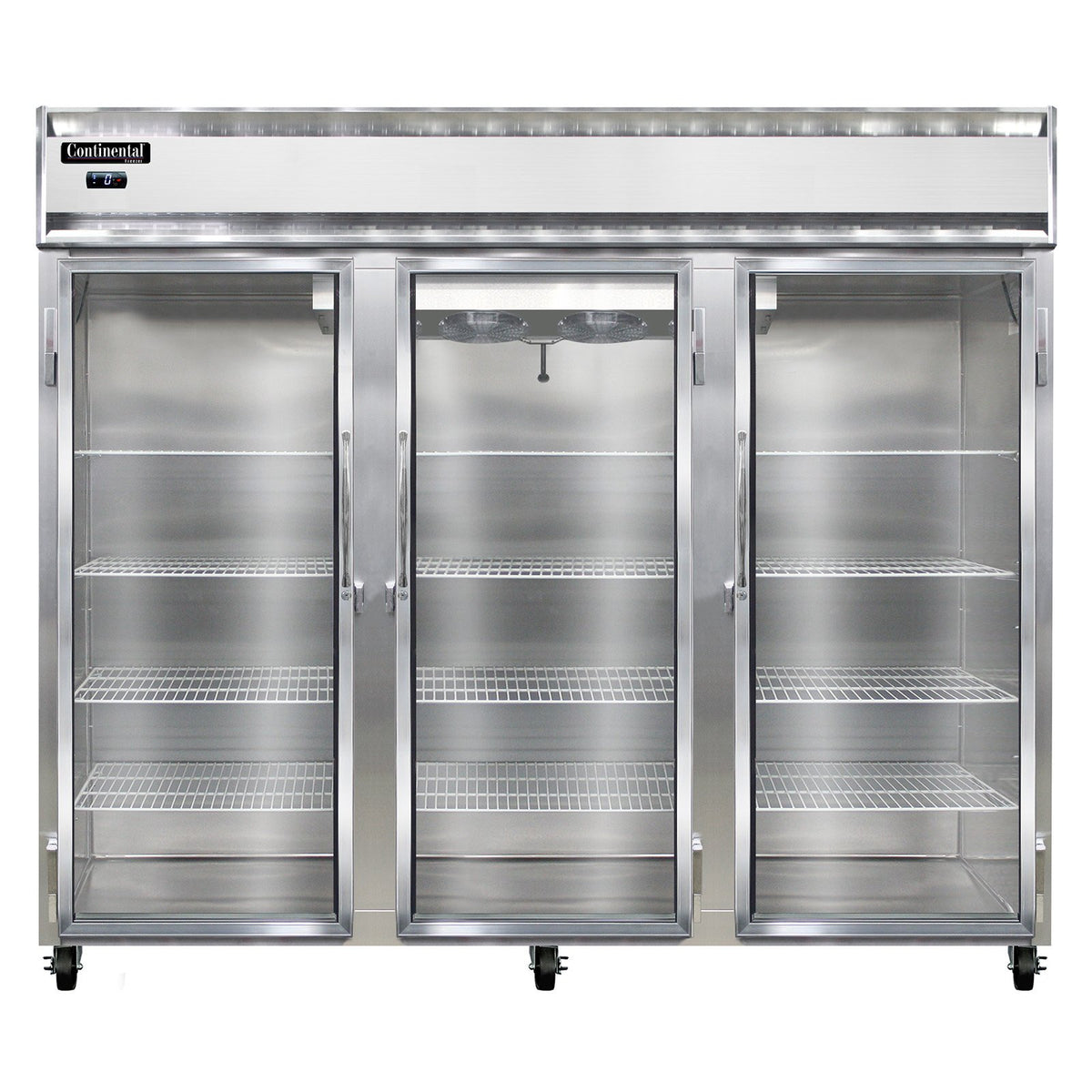 Continental Refrigerator 3FENSAGD 85.5-Inch Reach-In Glass Door Freezer — 3 Doors, Stainless Steel Exterior
