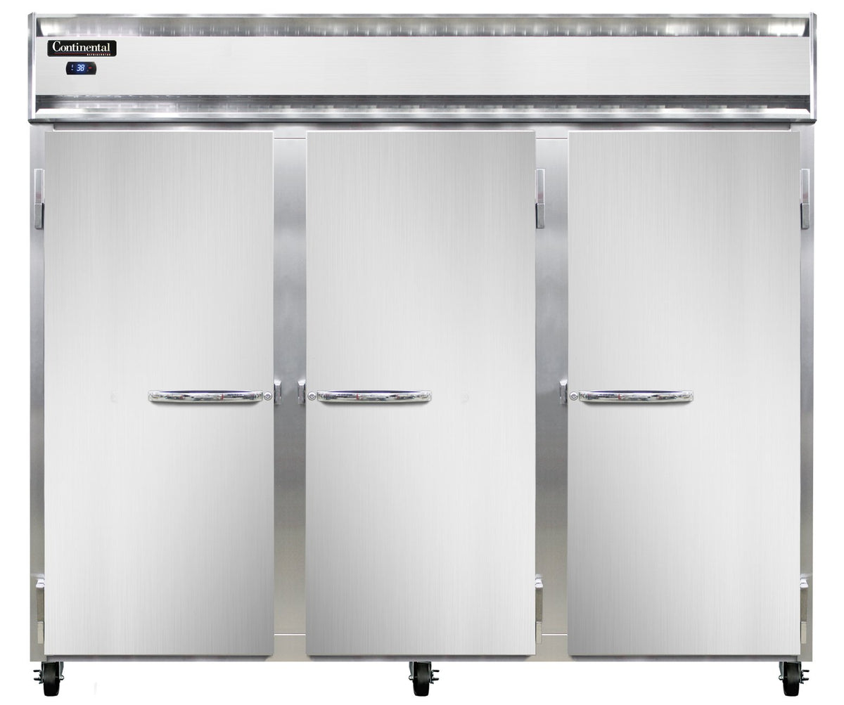 Continental Refrigerator 3RESNSS 85.5-Inch Reach-In Refrigerator — 3 Doors, Stainless Steel Exterior
