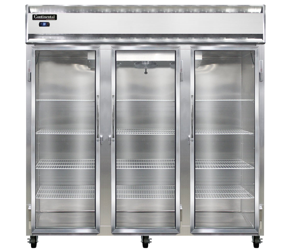 Continental Refrigerator 3RNSAGD 78-Inch Reach-In Glass Door Refrigerator — 3 Doors, Stainless Steel Exterior