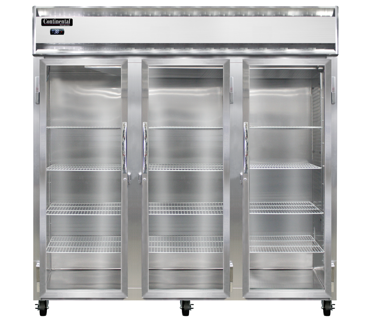 Continental Refrigerator 3RNSSPT-GD-SD 78-Inch Pass-Thru Glass Door Refrigerator — 6 Doors, Stainless Steel Exterior