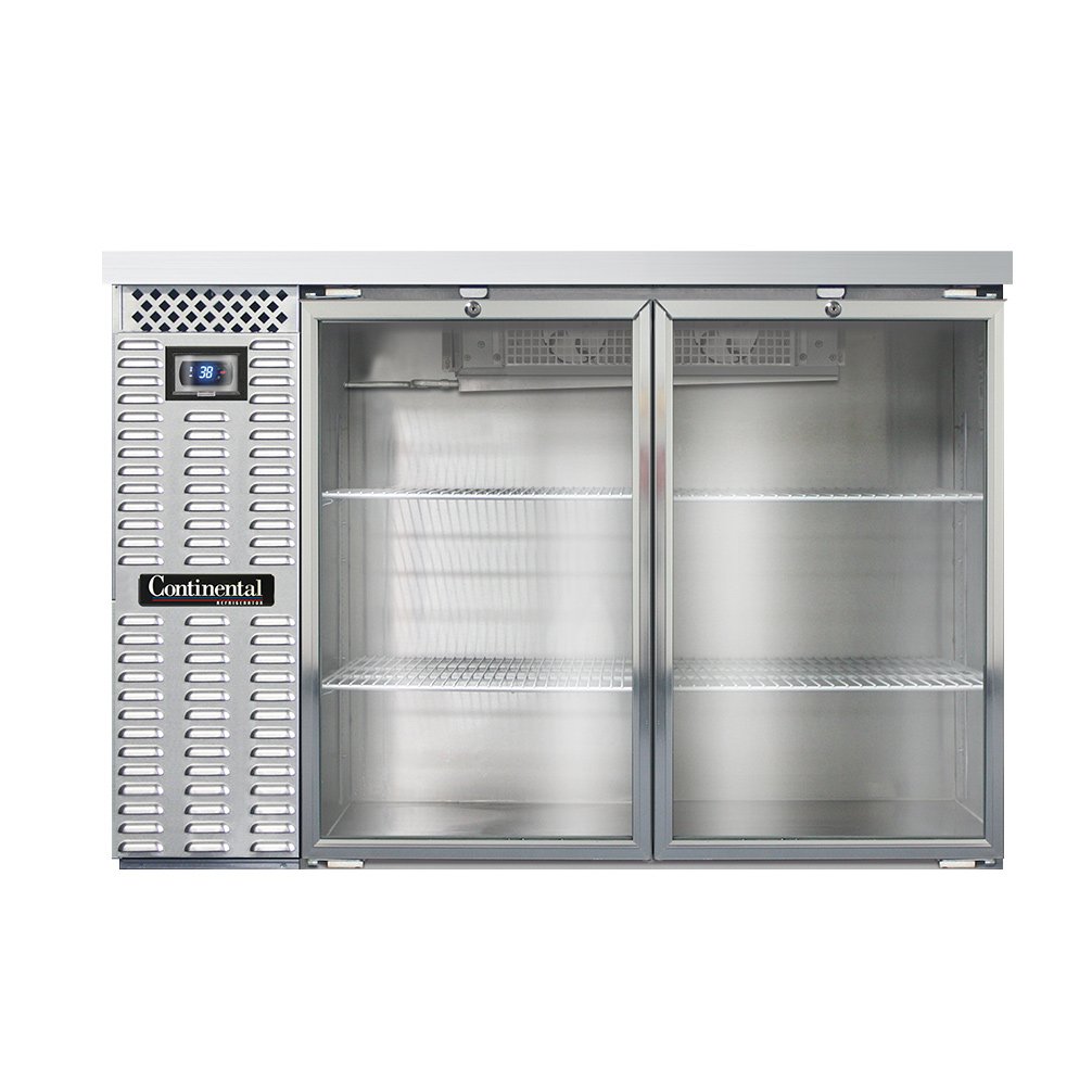 Continental Refrigerator BB50SNSSGD 50-Inch Back Bar Glass Door Refrigerator — 2 Doors, Stainless Steel Exterior