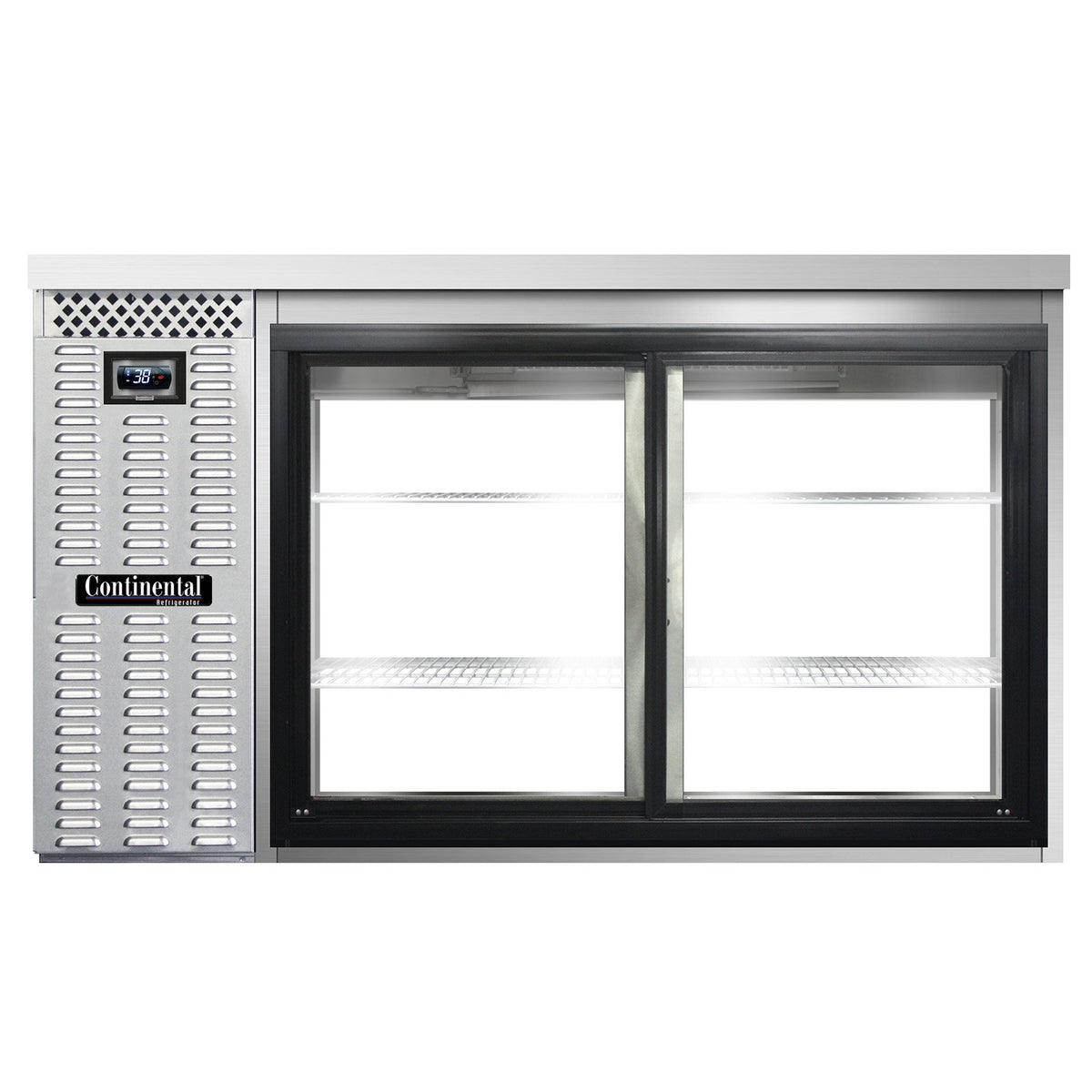 Continental Refrigerator BB59NSSSGDPT 59-Inch Back Bar Glass Door Refrigerator — 4 doors, Stainless Steel Exterior