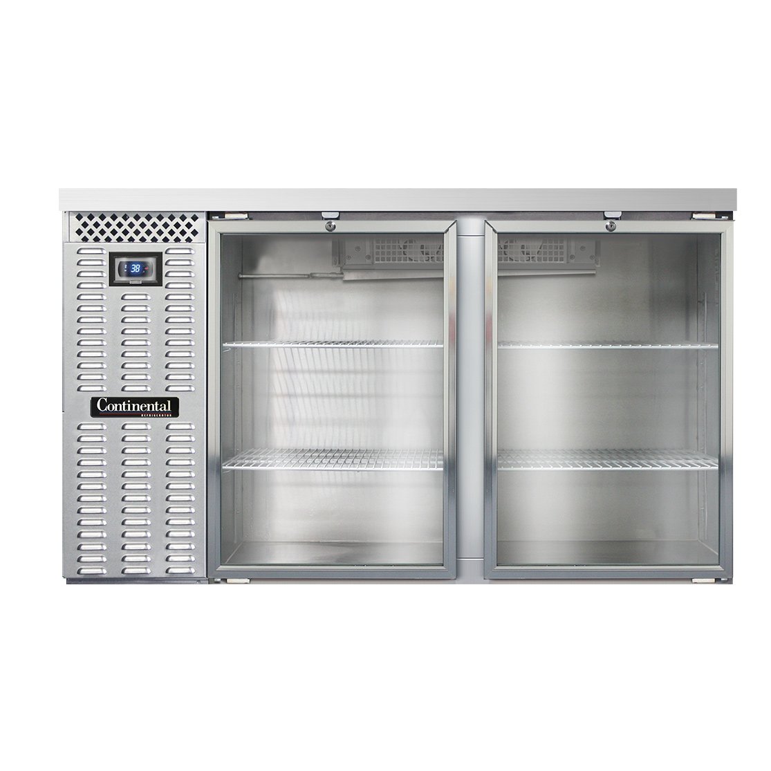 Continental Refrigerator BB59SNSSGD 59-Inch Back Bar Glass Door Refrigerator — 2 Doors, Stainless Steel Exterior