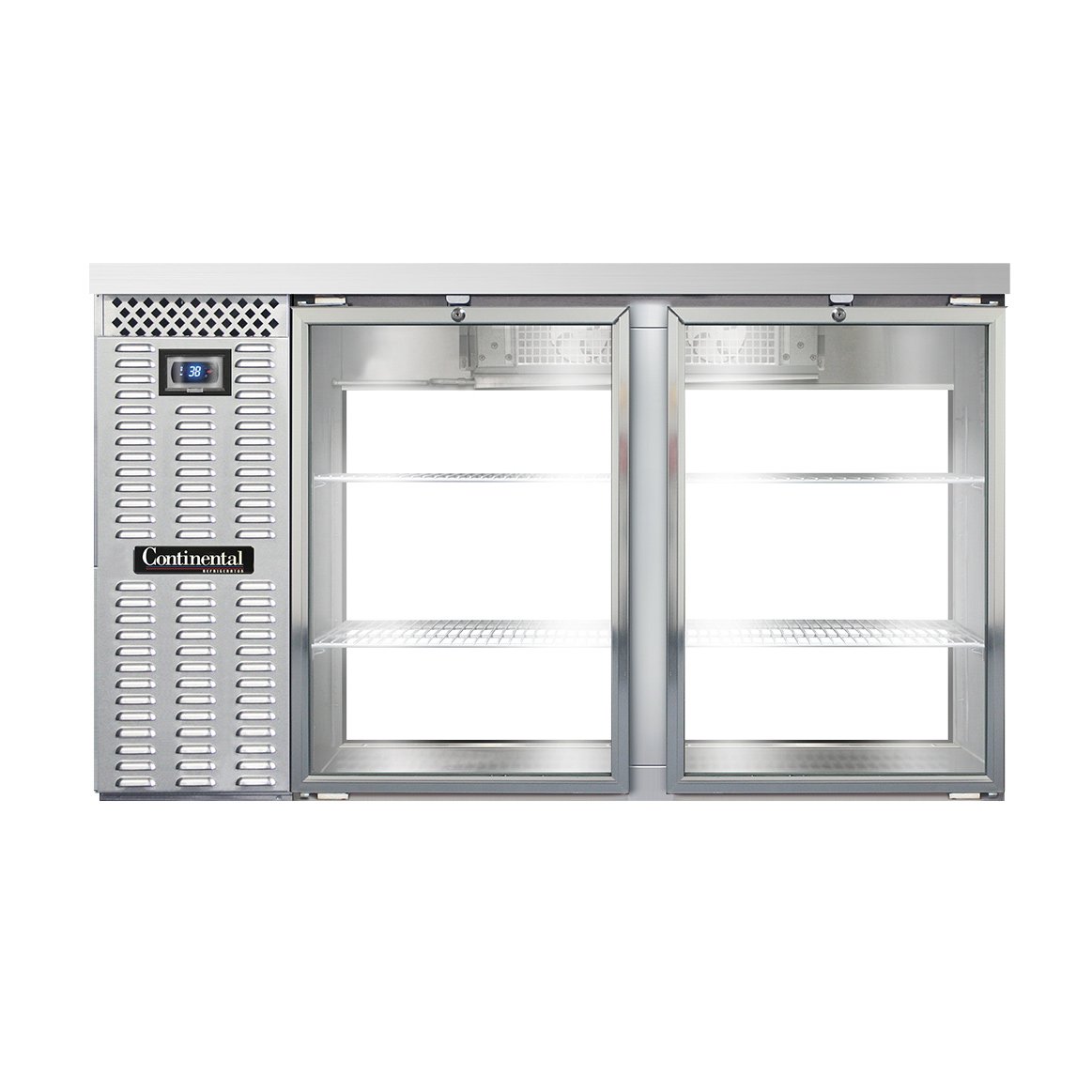Continental Refrigerator BB59SNSSGDPT 59-Inch Back Bar Glass Door Refrigerator — 4 Doors, Stainless Steel Exterior