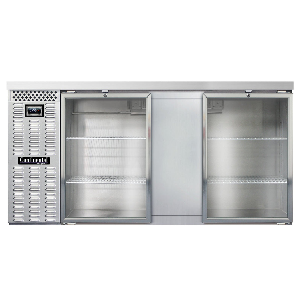 Continental Refrigerator BB69NSSGD 69-Inch Back Bar Glass Door Refrigerator — 2 Doors, Stainless Steel Exterior