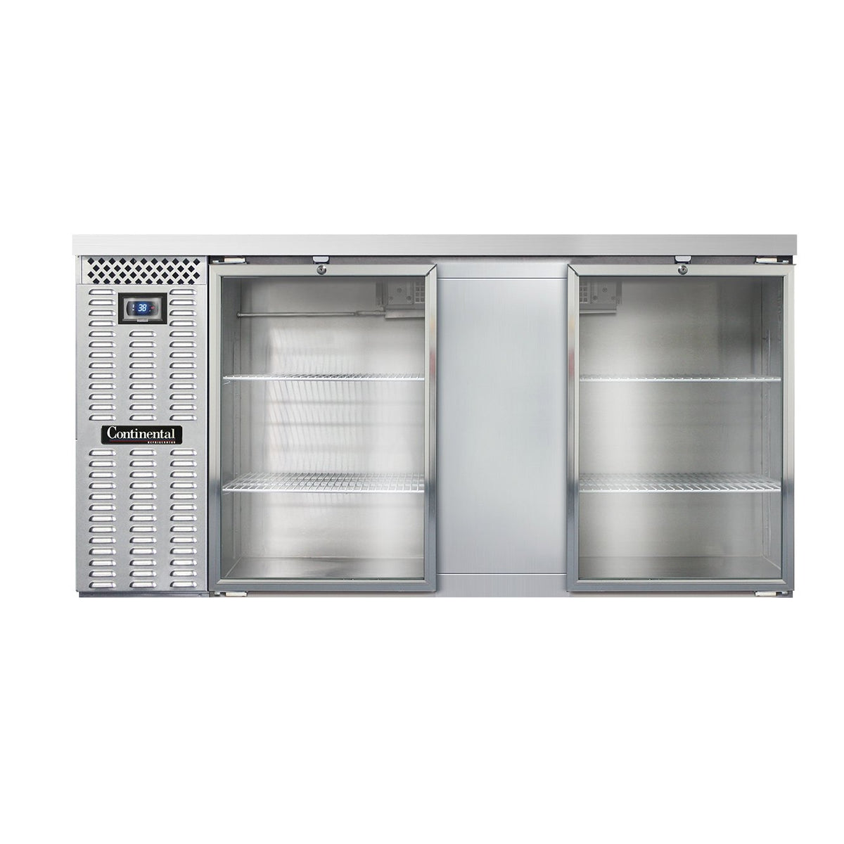 Continental Refrigerator BB69SNSSGD 69-Inch Back Bar Glass Door Refrigerator — 2 Doors, Stainless Steel Exterior