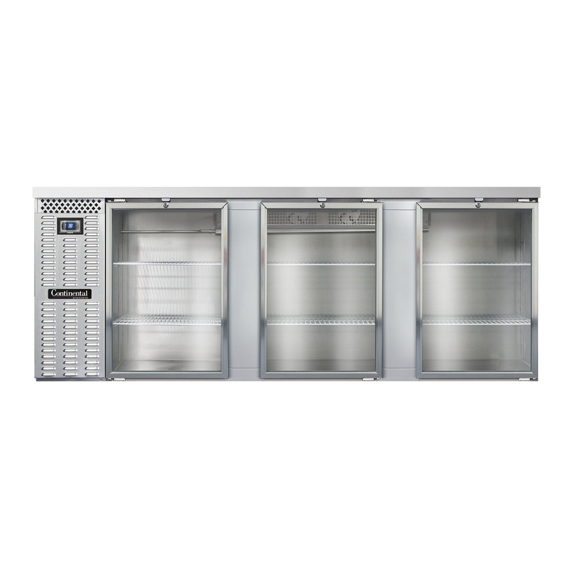 Continental Refrigerator BB90SNSSGD 90-Inch Back Bar Glass Door Refrigerator — 3 Doors, Stainless Steel Exterior