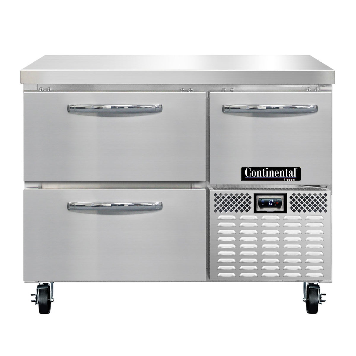 Continental Refrigerator FA43N-D 43-Inch Worktop Freezer — 2 Drawers, Stainless Steel Front