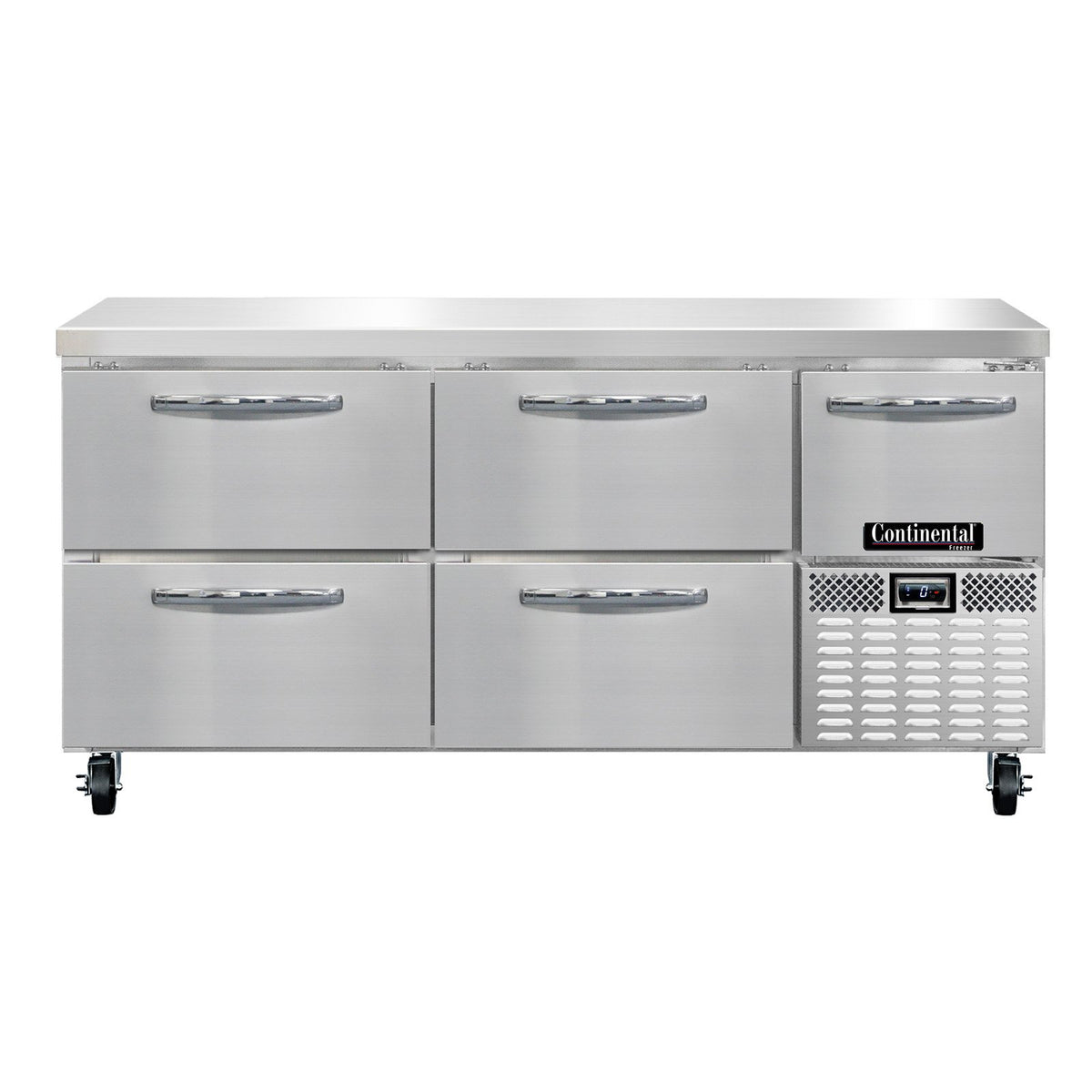Continental Refrigerator FA68N-D 68-Inch Worktop Freezer — 4 Drawers, Stainless Steel Front