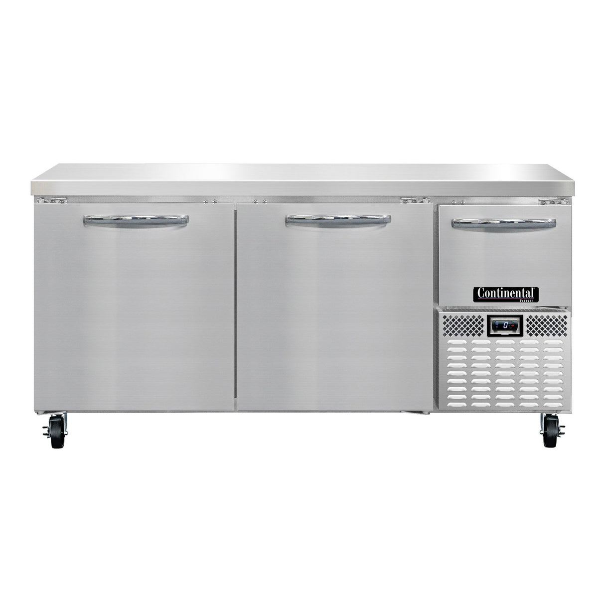 Continental Refrigerator FA68N 68-Inch Worktop Freezer — 3 doors, Stainless Steel Front