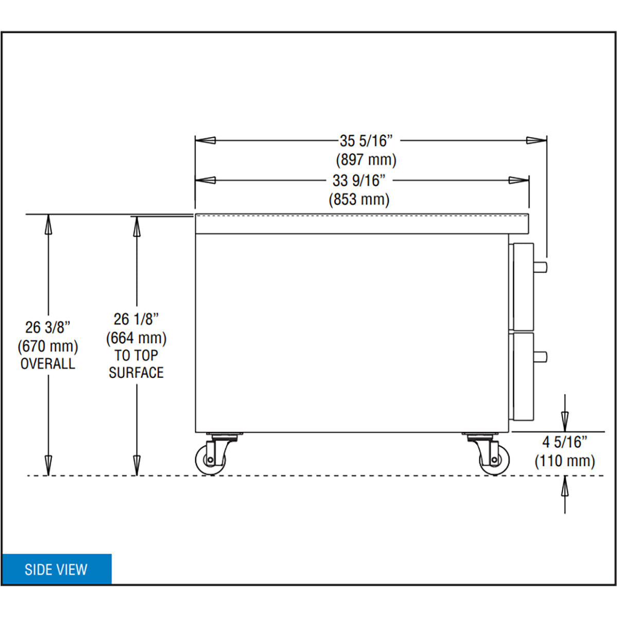 Continental Refrigerator D108GN 108-Inch Refrigerated Chef Base — 6 Drawers, Stainless Steel Exterior