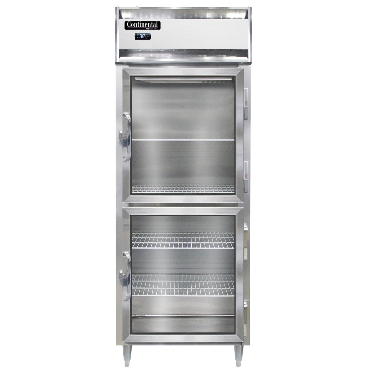 Continental Refrigerator D1RENSAGDHD 28.5-Inch Reach-In Glass Door Refrigerator — 2 Doors, Stainless Steel Exterior