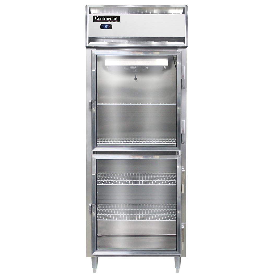 Continental Refrigerator D1RESNSAGDHD 28.5-Inch Reach-In Glass Door Refrigerator — 2 Doors, Stainless Steel Exterior