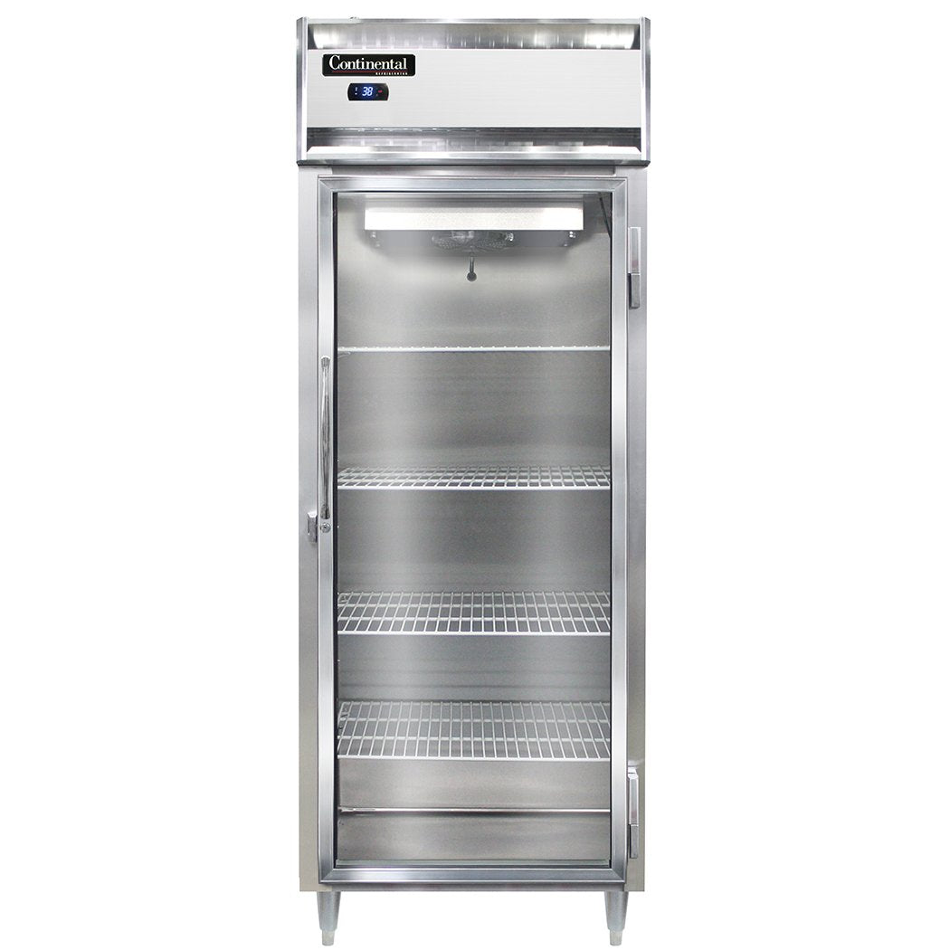 Continental Refrigerator D1RESNSSGD 28.5-Inch Reach-In Glass Door Refrigerator — 1 Doors, Stainless Steel Exterior