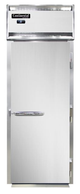 Continental Refrigerator D1RINRT-SD-GD 35.25-Inch Roll-Thru Glass Door Refrigerator — 2 Doors, Stainless Steel Front