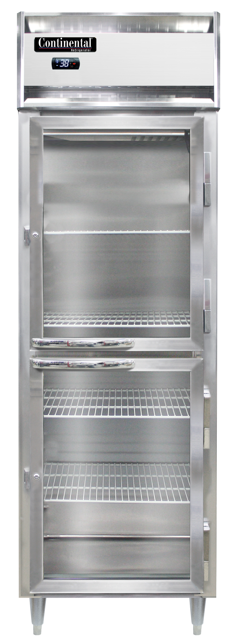 Continental Refrigerator D1RNPTHD-GD-SD 26-Inch Pass-Thru Glass Door Refrigerator — 4 Doors, Stainless Steel Front