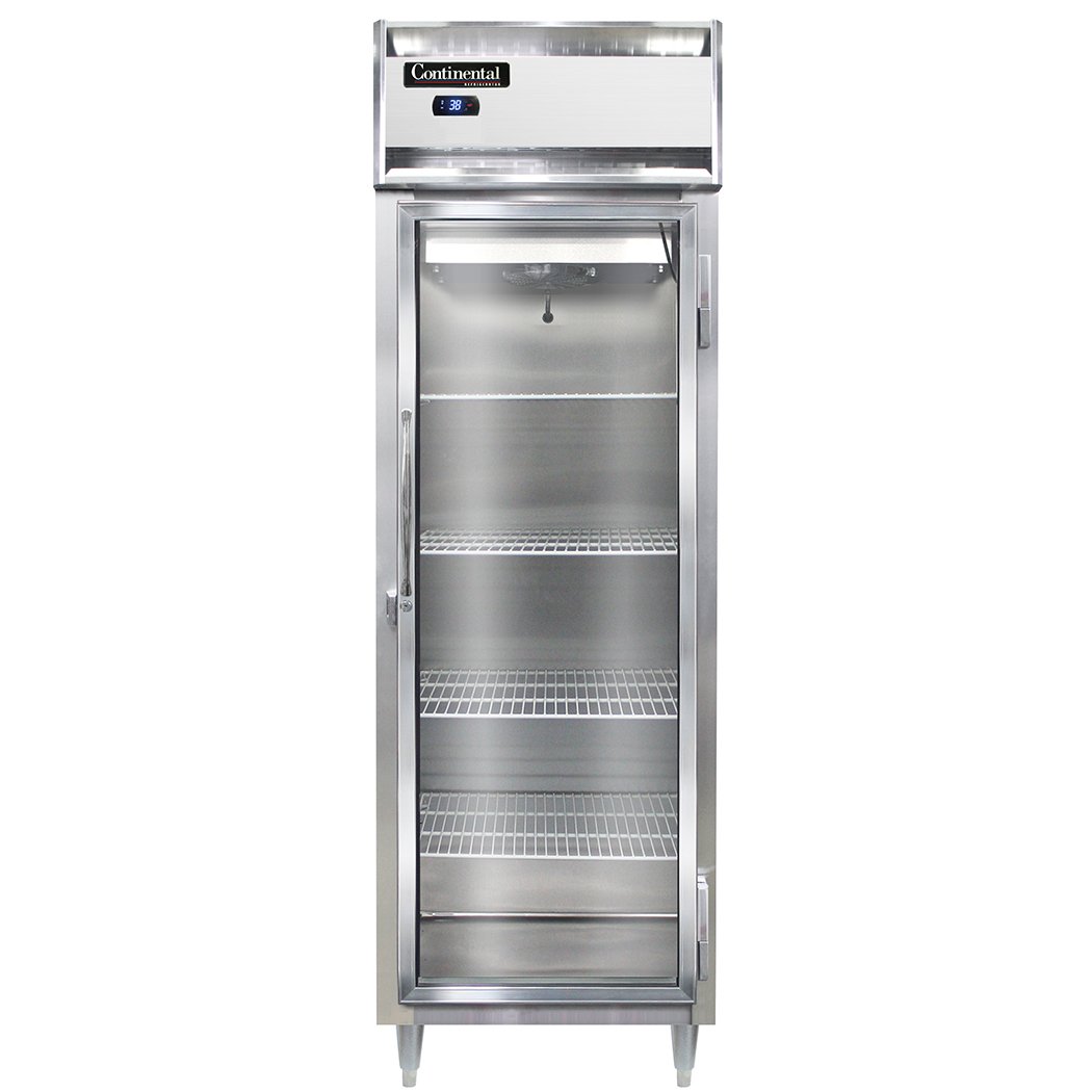 Continental Refrigerator D1RSNSAGD 26-Inch Reach-In Glass Door Refrigerator — 1 Doors, Stainless Steel Exterior