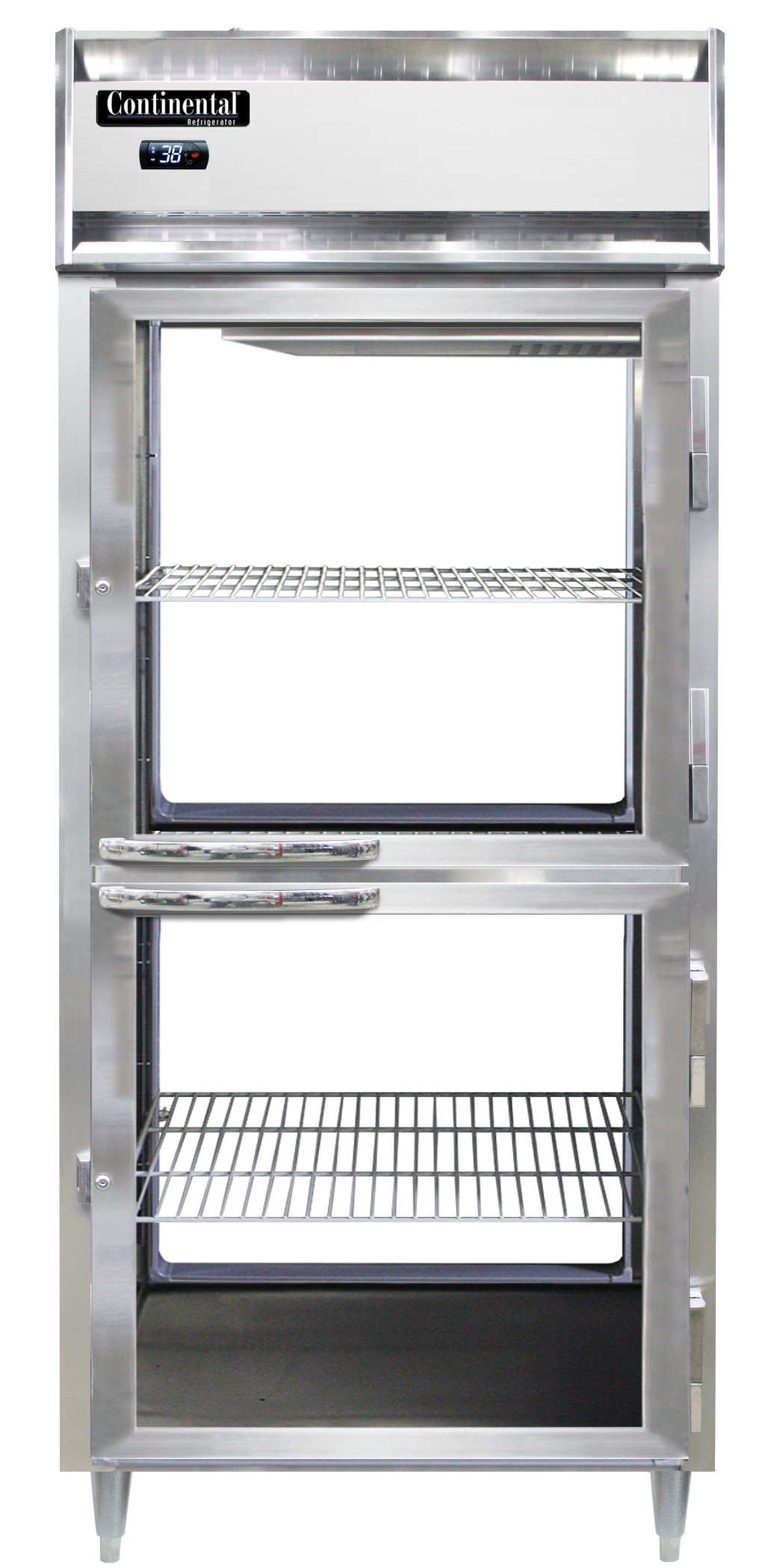 Continental Refrigerator D1RXNPTHD-GD-GD 36.25-Inch Pass-Thru Glass Door Refrigerator — 4 Doors, Stainless Steel Front