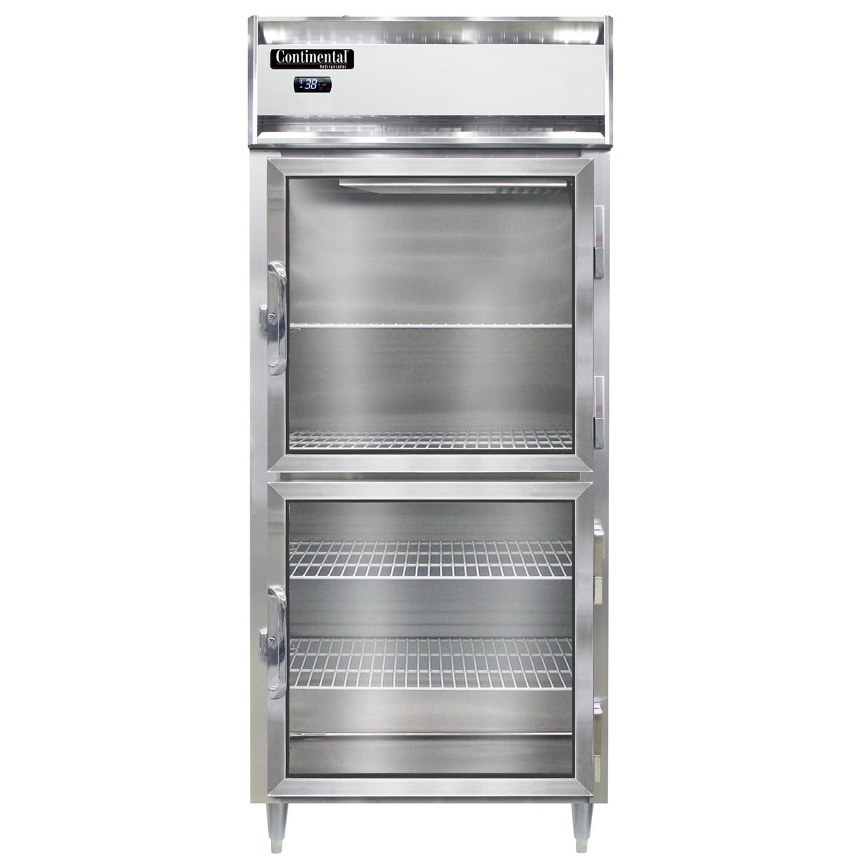 Continental Refrigerator D1RXNSSGDHD 36.25-Inch Reach-In Glass Door Refrigerator — 2 Doors, Stainless Steel Exterior