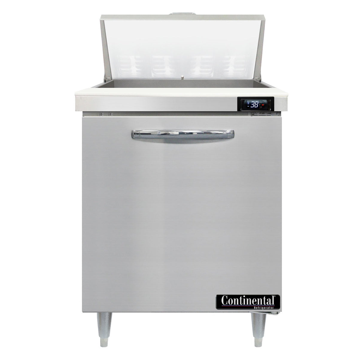 Continental Refrigerator D27N8 27.5-Inch Sandwich & Salad Prep Table — 1 Doors, 8 Pans, Stainless Steel Front