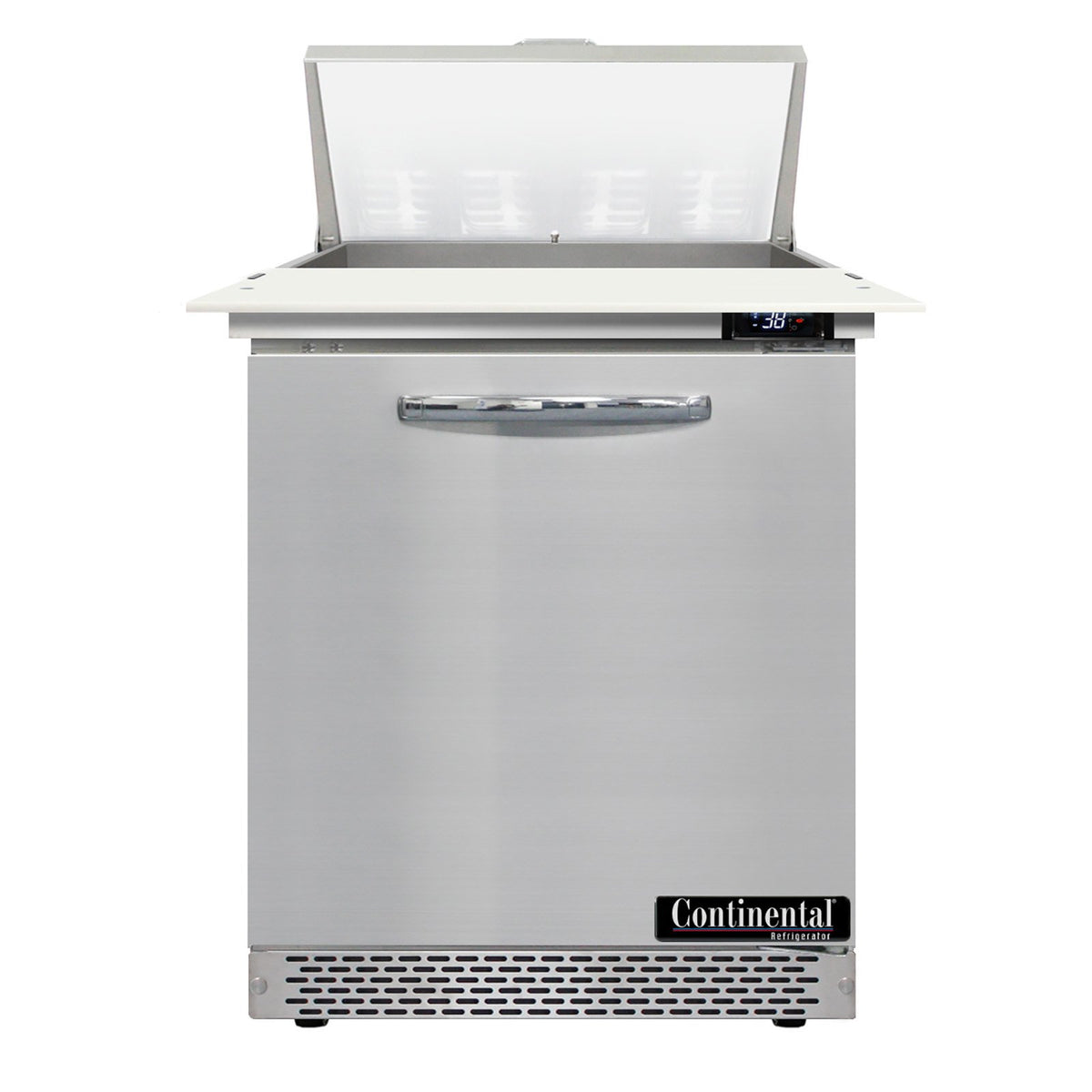 Continental Refrigerator D27N8C-FB 27.5-Inch Sandwich & Salad Prep Table — 1 Doors, 8 Pans, Stainless Steel Front