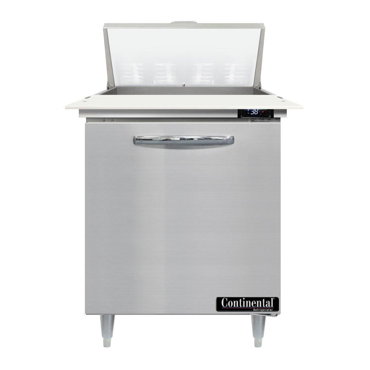 Continental Refrigerator D27N8C 27.5-Inch Sandwich & Salad Prep Table — 1 Doors, 8 Pans, Stainless Steel Front