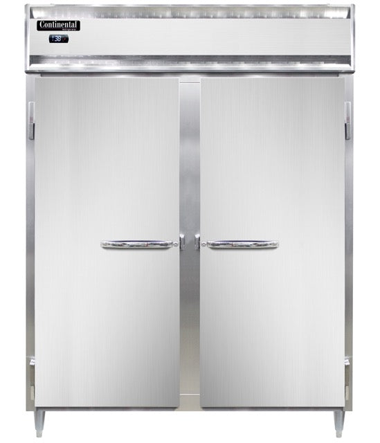 Continental Refrigerator D2RENSAPT-SD-GD 57-Inch Pass-Thru Glass Door Refrigerator — 4 Doors, Stainless Steel Exterior