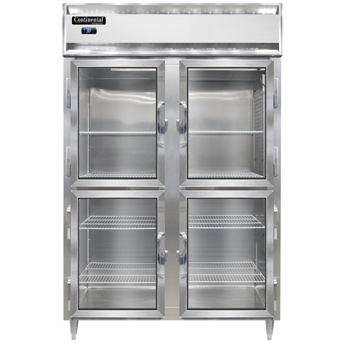Continental Refrigerator D2RNGDHD 52-Inch Reach-In Glass Door Refrigerator — 4 Doors, Stainless Steel Front