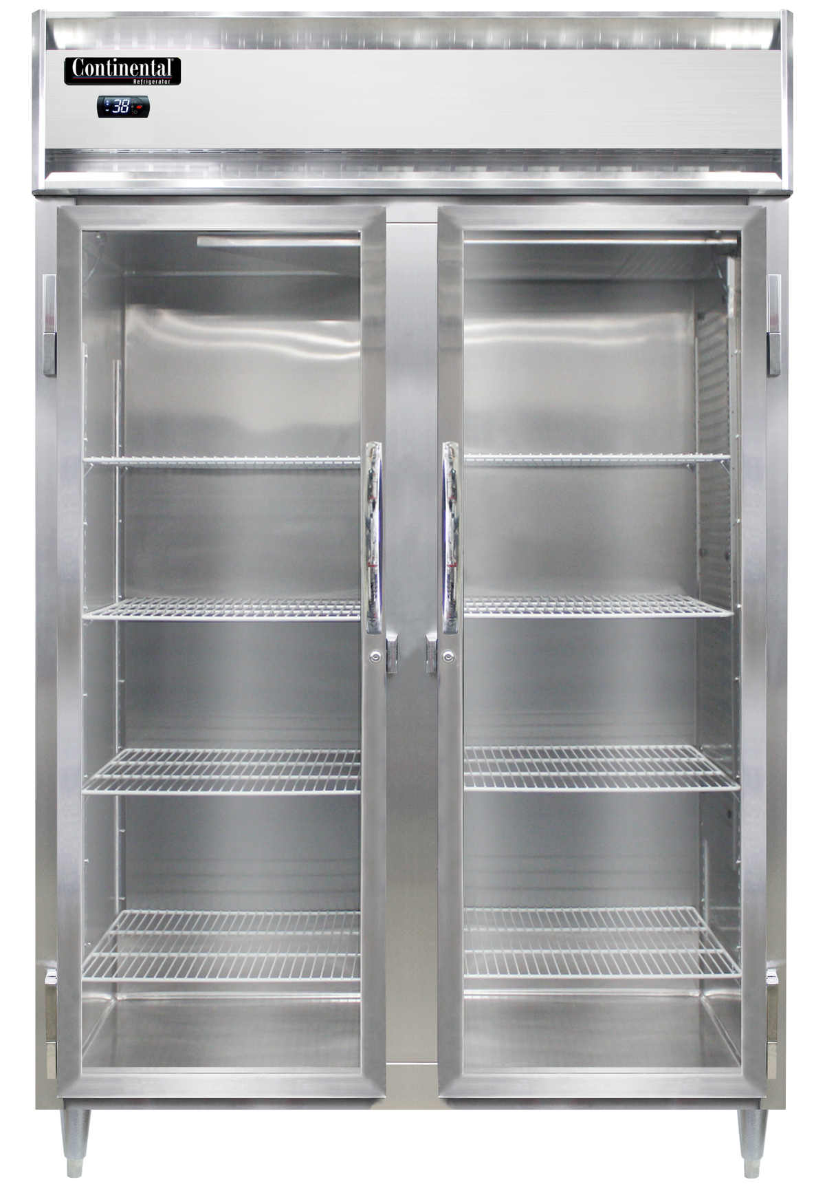 Continental Refrigerator D2RNPT-GD-SD 52-Inch Pass-Thru Glass Door Refrigerator — 4 Doors, Stainless Steel Front