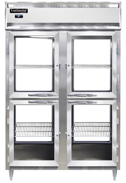 Continental Refrigerator D2RNSAPTHD-GD-GD 52-Inch Pass-Thru Glass Door Refrigerator — 8 Doors, Stainless Steel Exterior