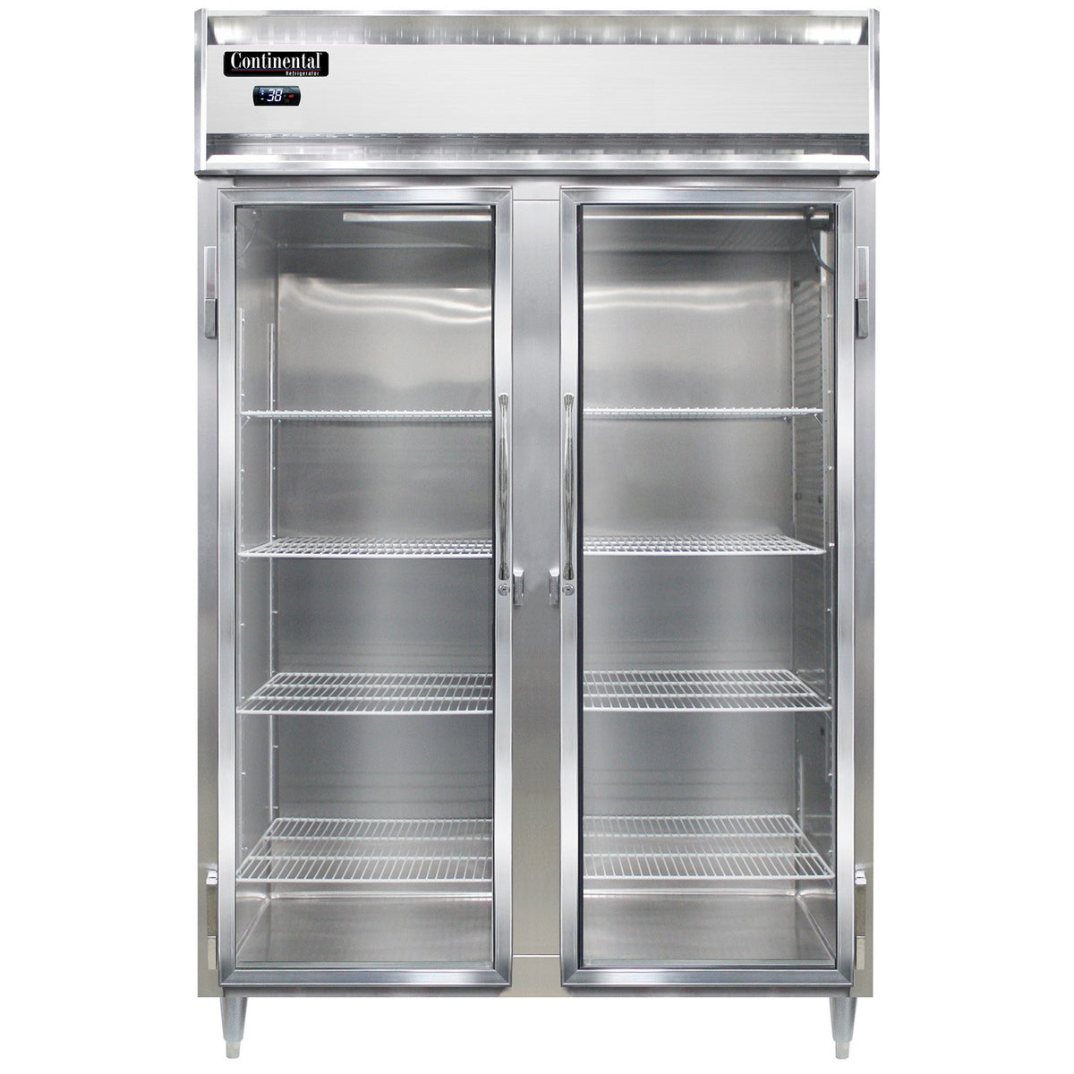 Continental Refrigerator D2RNSSGD 52-Inch Reach-In Glass Door Refrigerator — 2 Doors, Stainless Steel Exterior