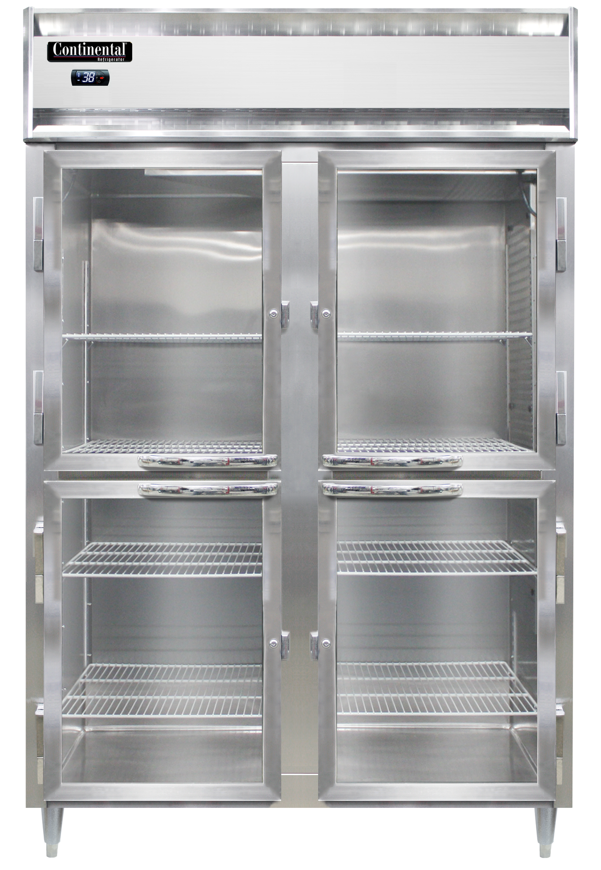 Continental Refrigerator D2RNSSPTHD-GD-SD 52-Inch Pass-Thru Glass Door Refrigerator — 8 Doors, Stainless Steel Exterior