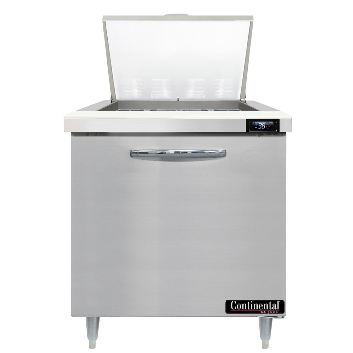 Continental Refrigerator D32N12M 32-Inch Mega Top Sandwich & Salad Prep Table — 1 Doors, 12 Pans, Stainless Steel Front