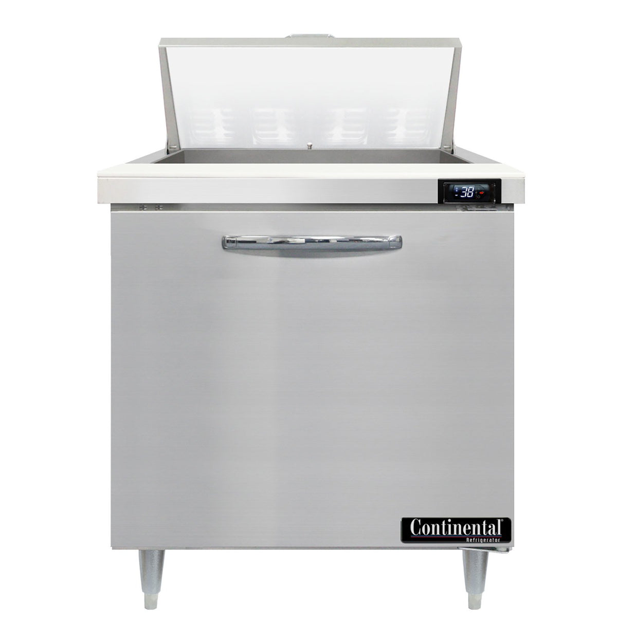 Continental Refrigerator D32N8 32-Inch Sandwich & Salad Prep Table — 1 Doors, 8 Pans, Stainless Steel Front
