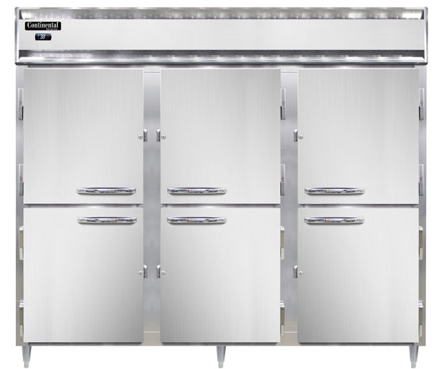 Continental Refrigerator D3RENPTHD-SD-GD 85.5-Inch Pass-Thru Glass Door Refrigerator — 12 Doors, Stainless Steel Front