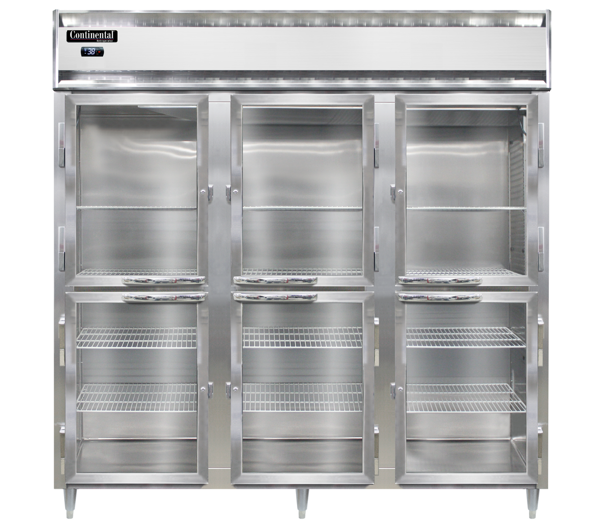 Continental Refrigerator D3RNSSPTHD-GD-SD 78-Inch Pass-Thru Glass Door Refrigerator — 12 Doors, Stainless Steel Exterior