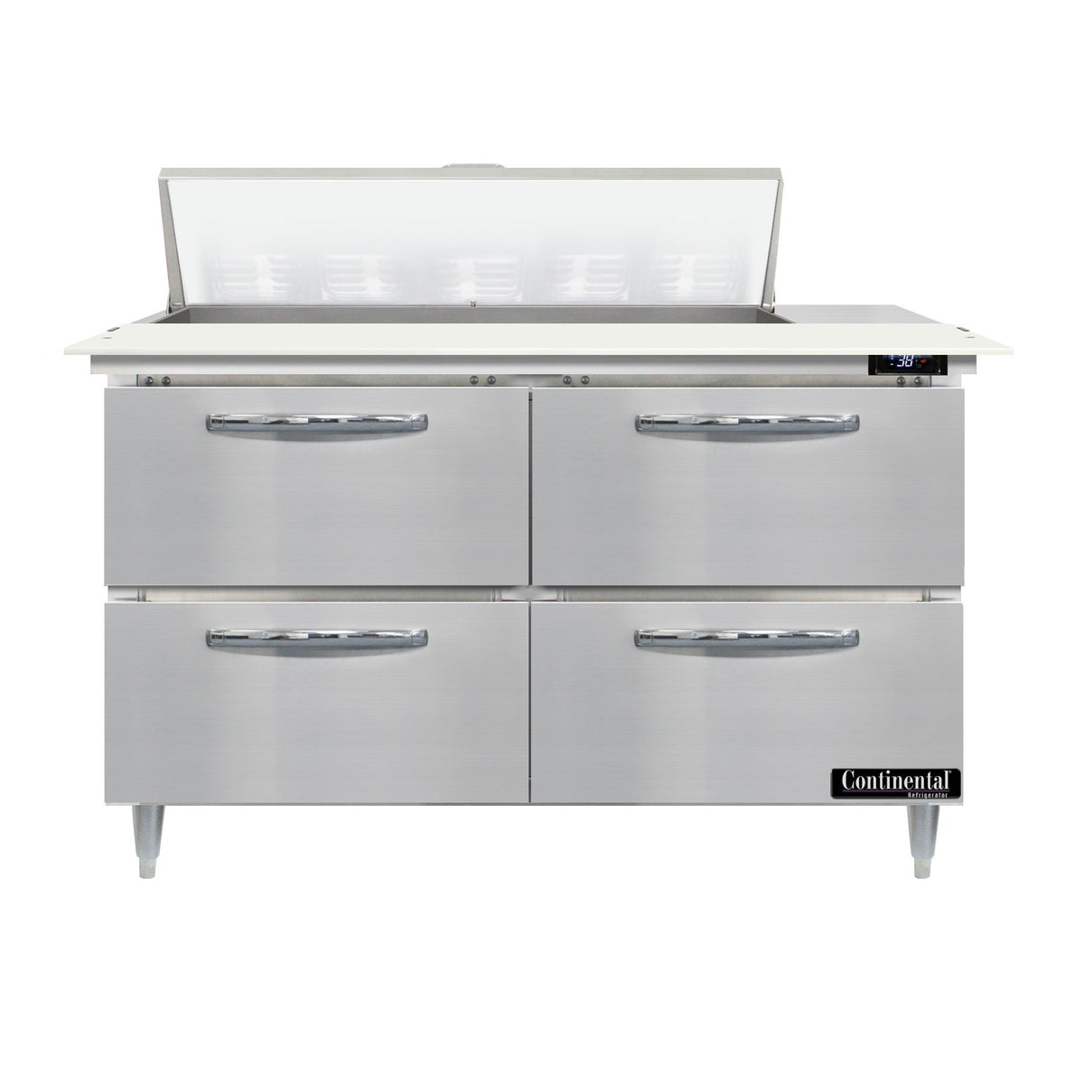 Continental Refrigerator D48N10C-D 48-Inch Sandwich & Salad Prep Table — 4 Drawers, 10 Pans, Stainless Steel Front