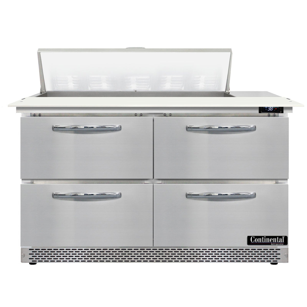 Continental Refrigerator D48N10C-FB-D 48-Inch Sandwich & Salad Prep Table — 4 Drawers, 10 Pans, Stainless Steel Front