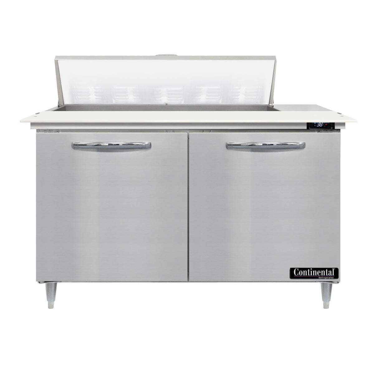 Continental Refrigerator D48N10C 48-Inch Sandwich & Salad Prep Table — 2 Doors, 10 Pans, Stainless Steel Front